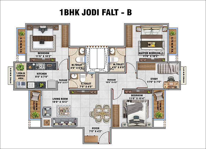 Dosti Planet North - 2 BHK Layout
